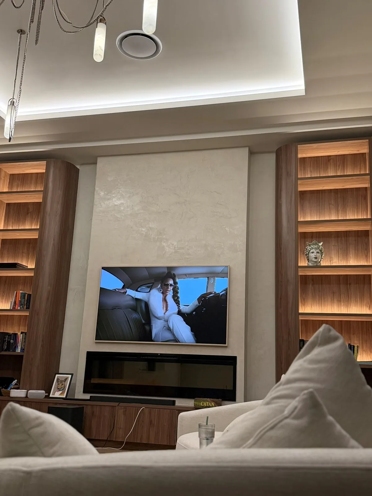 Cove and shelf LED strips, living room