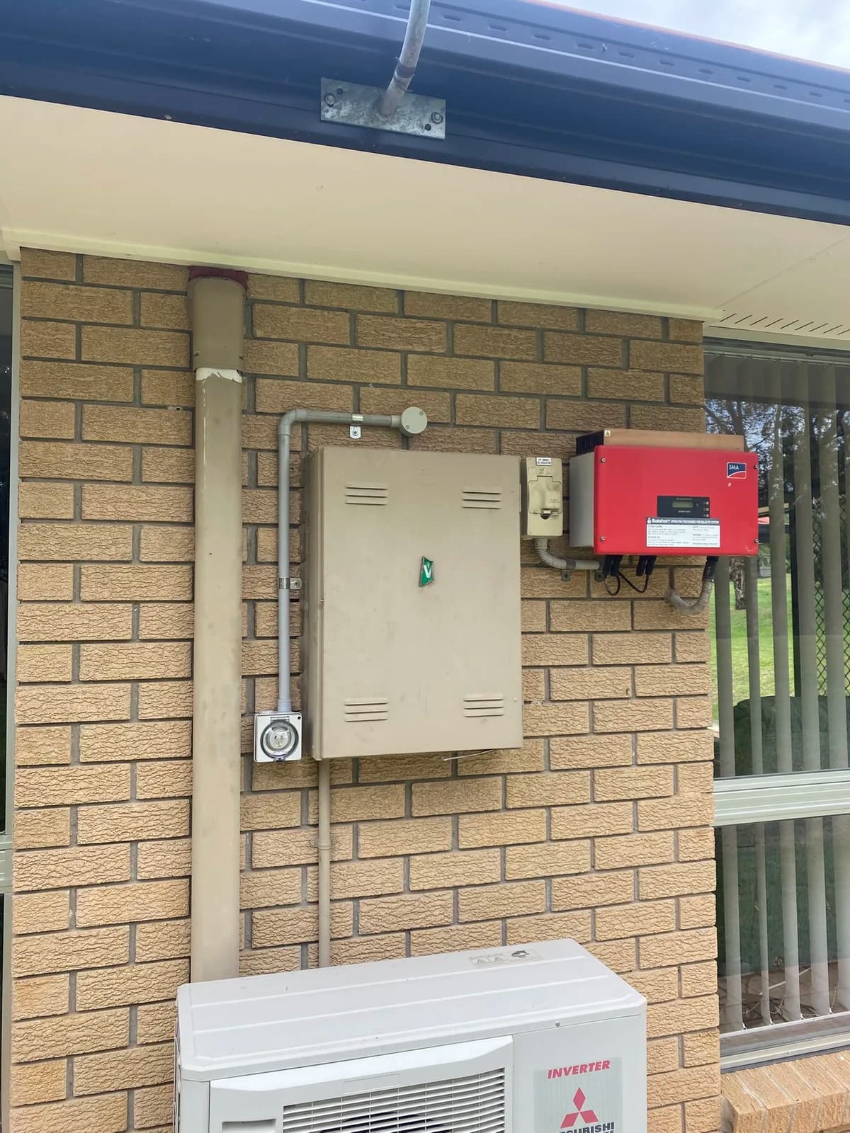 Meter box and inverter isolation, labelled