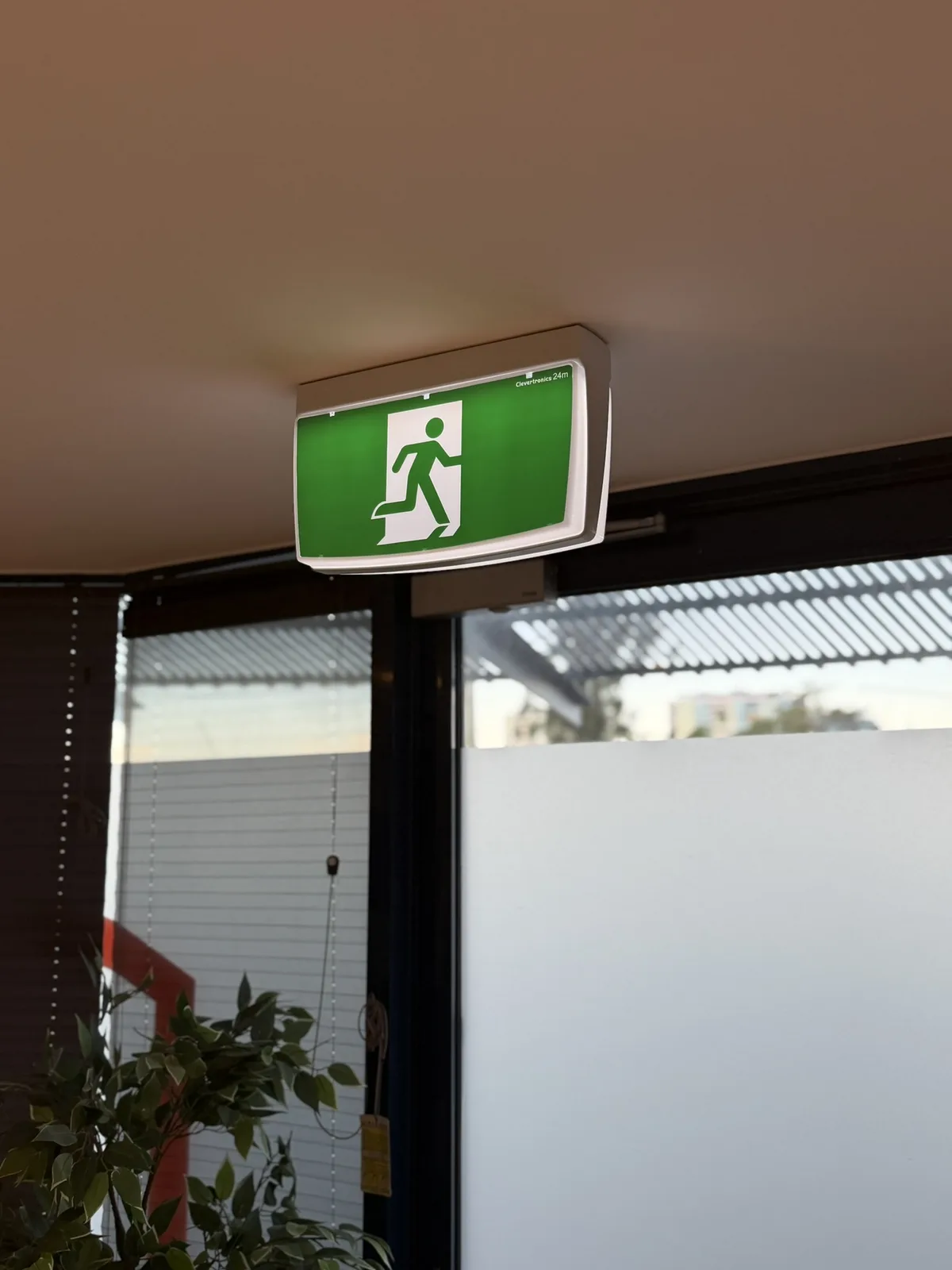 Exit light, shop entry
