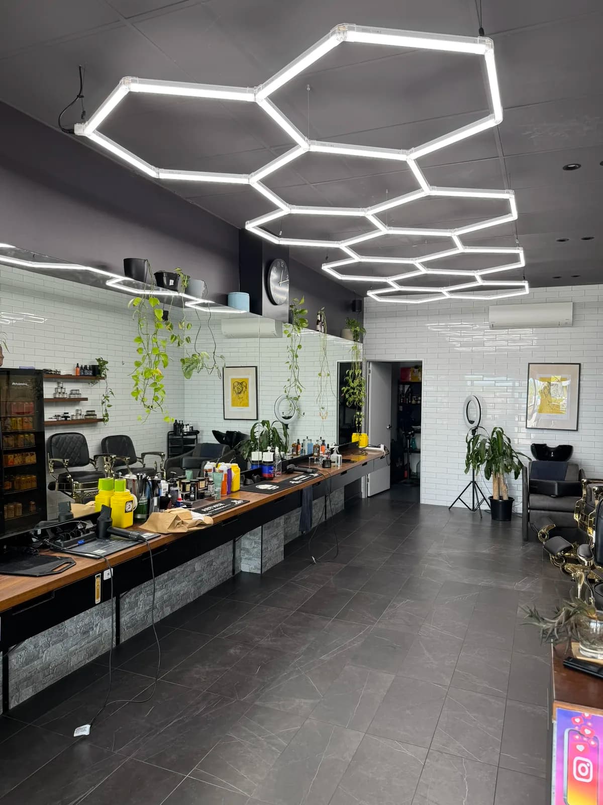 Salon feature lighting, hexagon LED